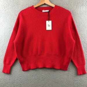 New Sincerely Jules XS Red Crew Neck Long Sleeve Knit Sweater Boxy Pullover